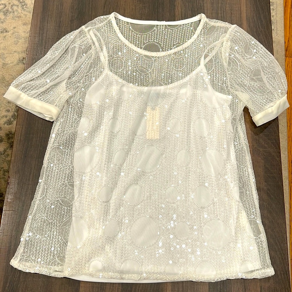 Eva Franco white sequin t-shirt
